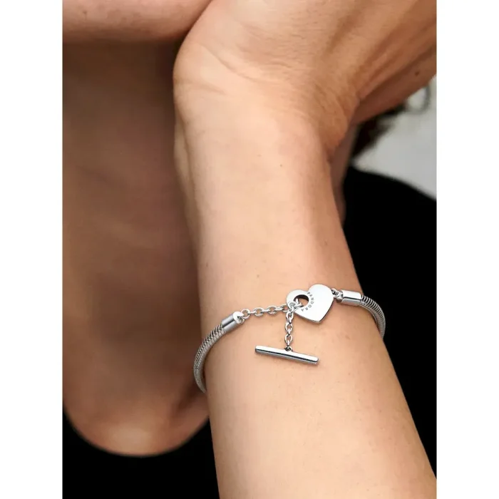 Pandora Moments Heart T-Bar Snake Chain Bracelet - Image 2