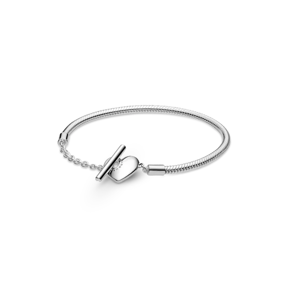 Pandora Moments Heart T-Bar Snake Chain Bracelet