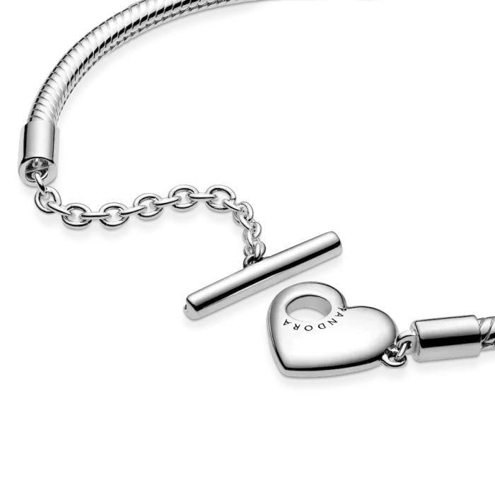 Pandora Moments Heart T-Bar Snake Chain Bracelet - Image 4