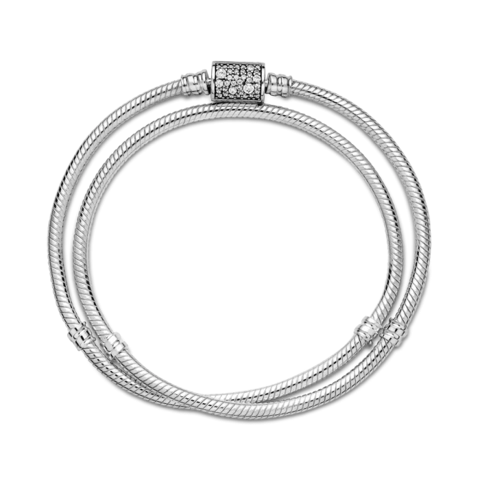 Pandora Moments Double Wrap Barrel Clasp Snake Chain Bracelet/Necklace - Image 7