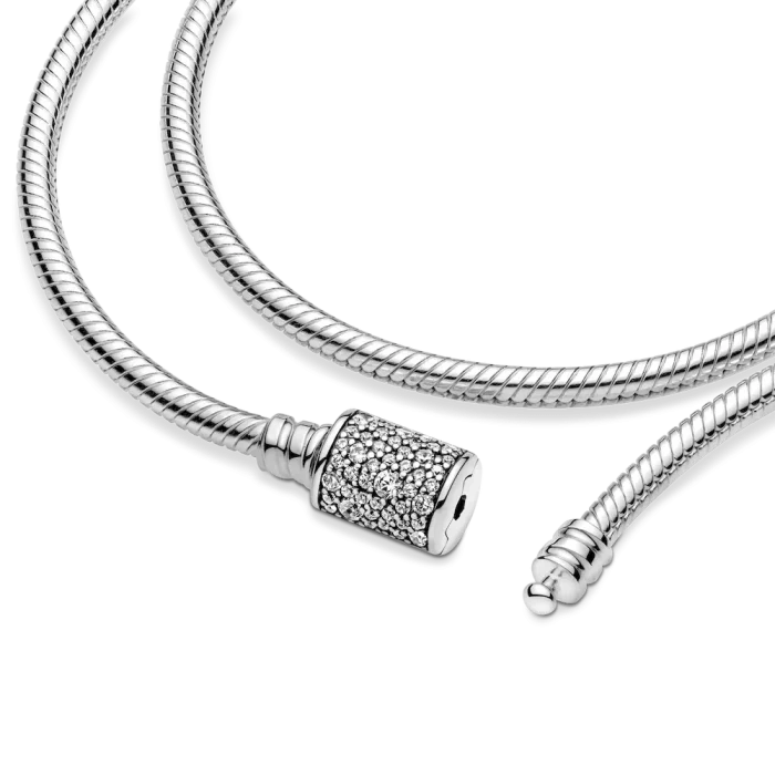 Pandora Moments Double Wrap Barrel Clasp Snake Chain Bracelet/Necklace - Image 6