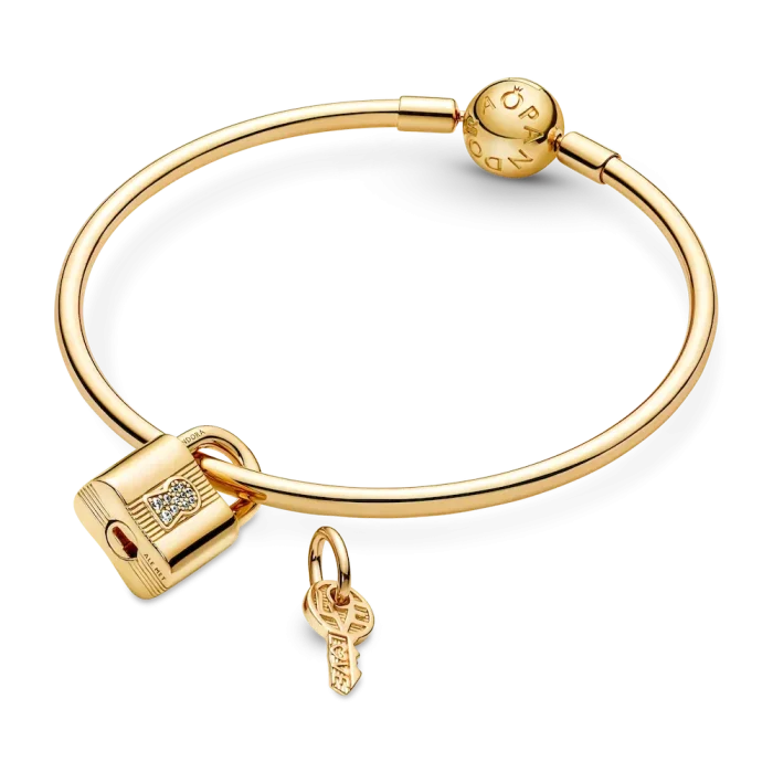 Two Tone Lock and Key Bracelet and Charm Set - Image 16