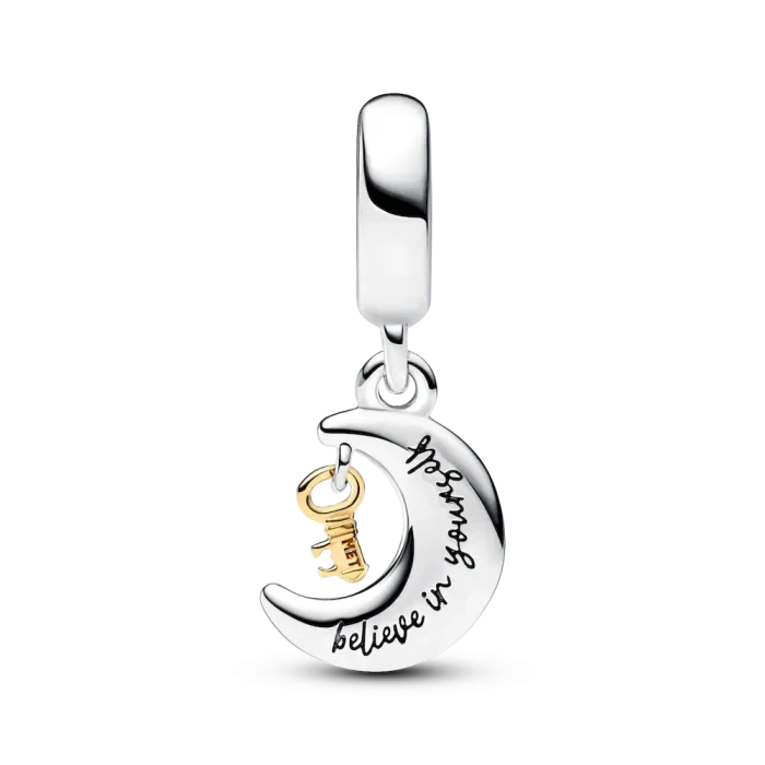 Two-tone Key & Moon Dangle Charm - Image 4