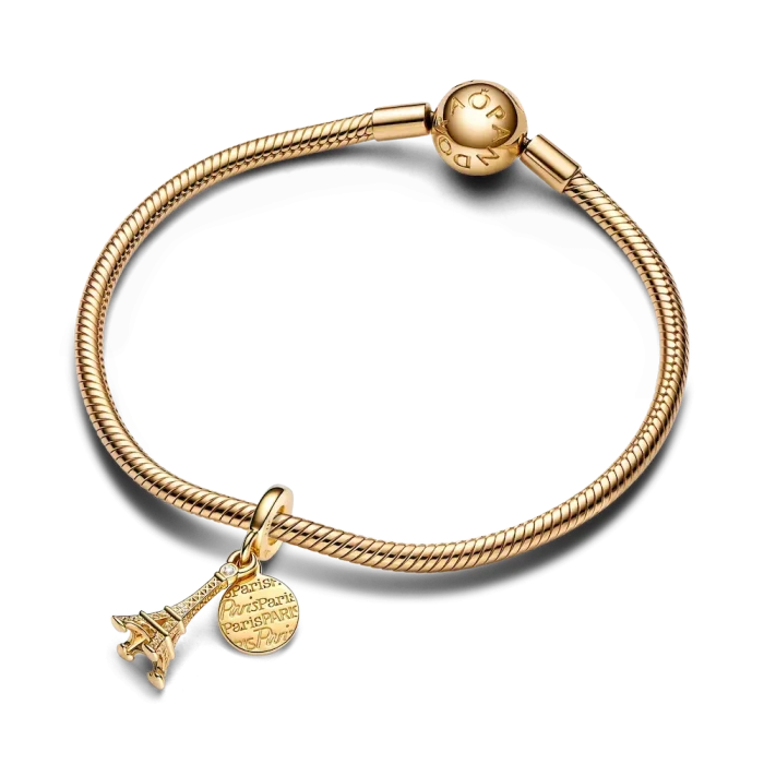 Paris Eiffel Tower Lab-Grown Diamond Engravable Double Dangle Charm - Image 7