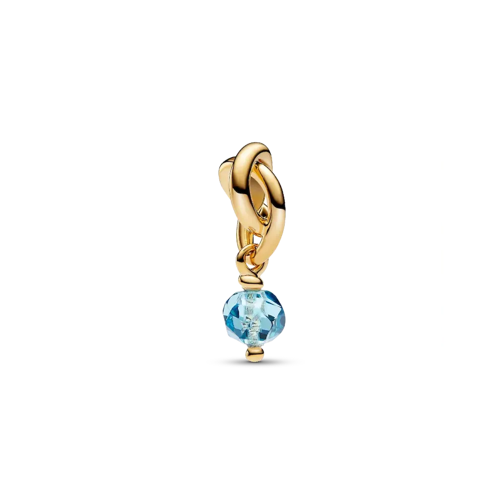 Faceted Sea Aqua Blue Eternity Circle Dangle Charm