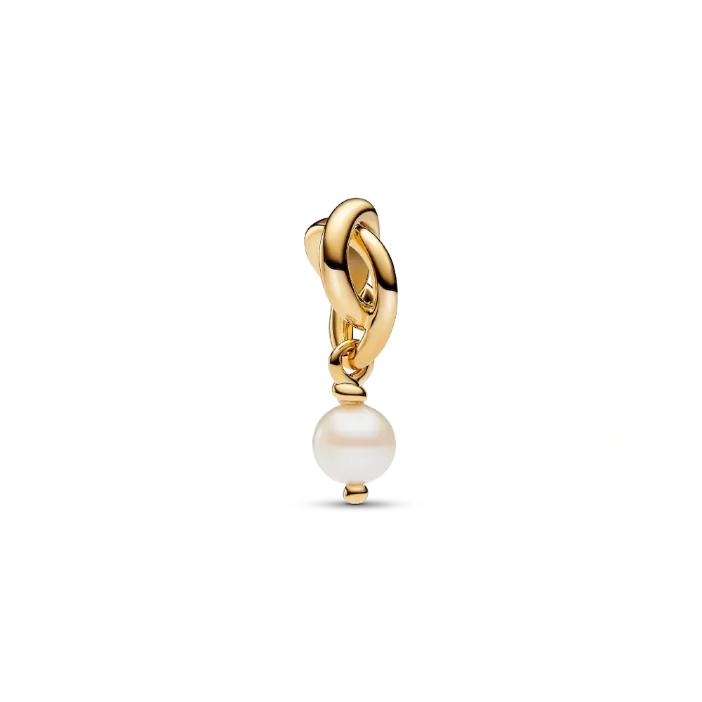 Treated Freshwater Cultured Pearl Eternity Circle Dangle Charm