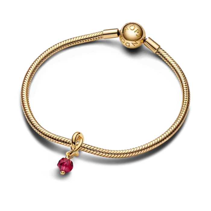 Faceted True Red Eternity Circle Dangle Charm - Image 4