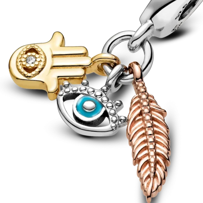Hamsa, All-seeing Eye & Feather Spirituality Dangle Charm - Image 9