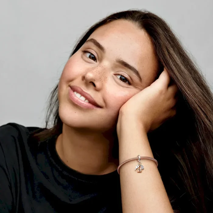 Two-tone Key, Padlock & Heart Triple Dangle Charm - Image 3