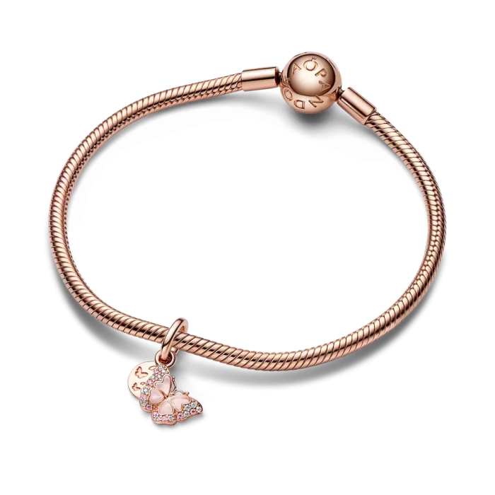 Pink Butterfly & Quote Double Dangle Charm - Image 4