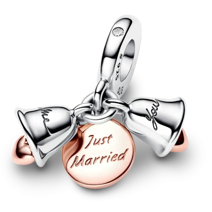 FINAL SALE - Just Married Wedding Bells Double Dangle - Image 6