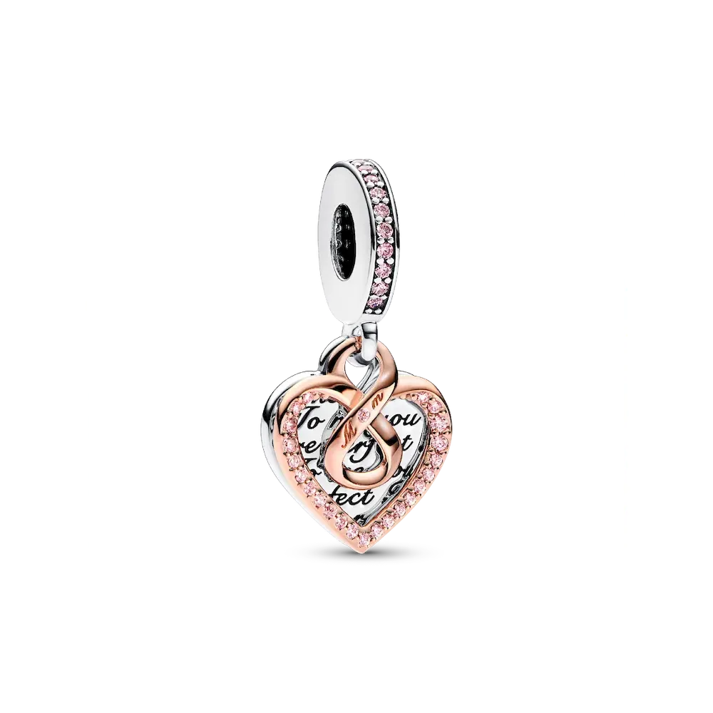 Two-tone Infinity Heart Double Dangle Charm