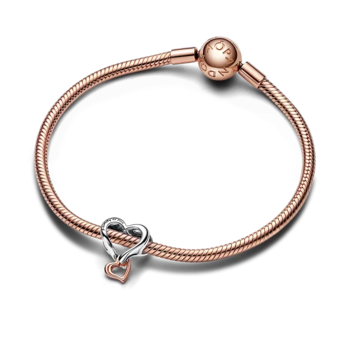 Two-tone Openwork Infinity Heart Charm - Image 4