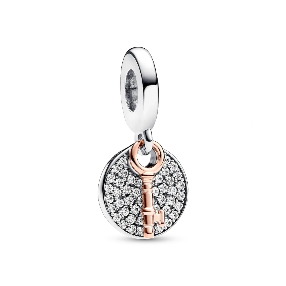 Two-tone Key to Happiness Double Dangle Charm