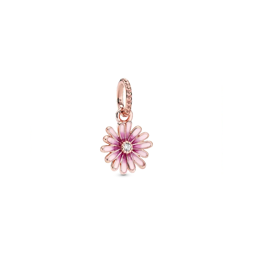 Pink Daisy Flower Dangle Charm