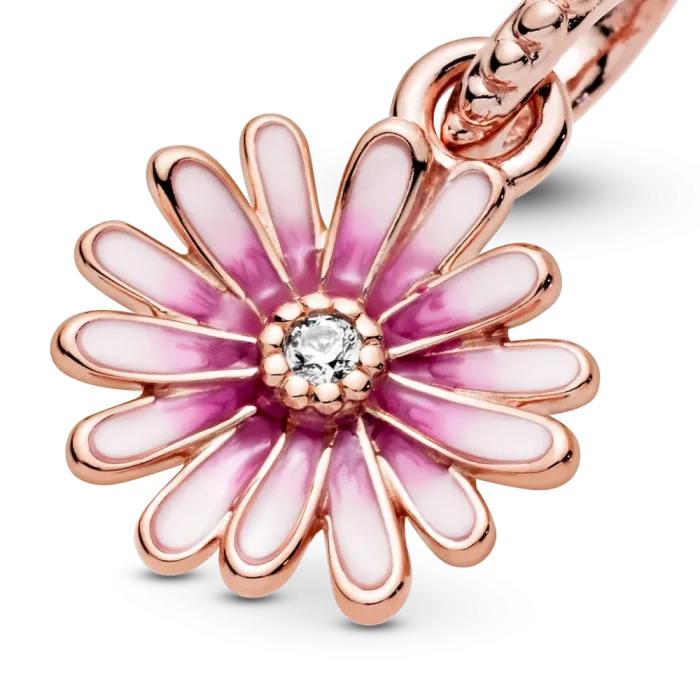 Pink Daisy Flower Dangle Charm - Image 4