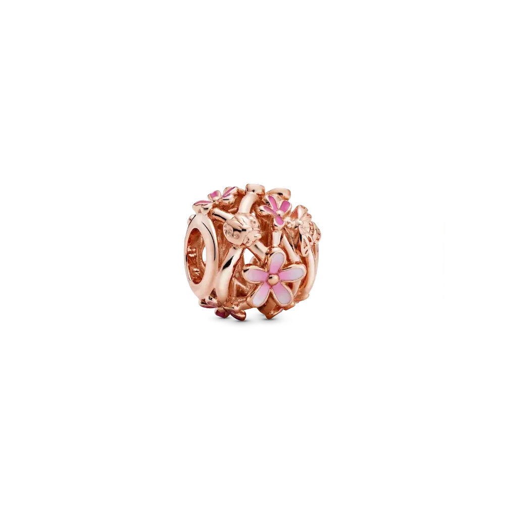 Openwork Pink Daisy Flower Charm