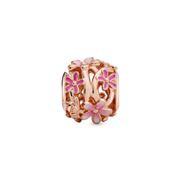 Openwork Pink Daisy Flower Charm - Image 7