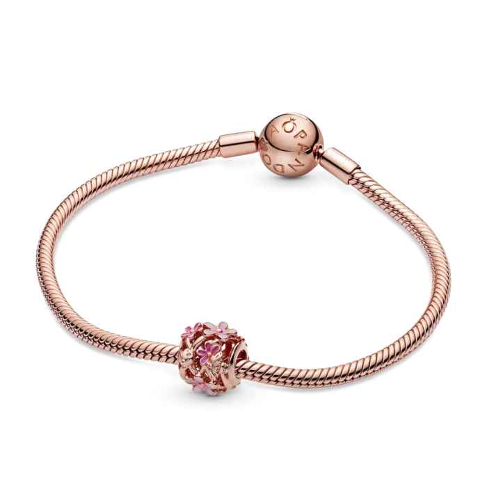 Openwork Pink Daisy Flower Charm - Image 6