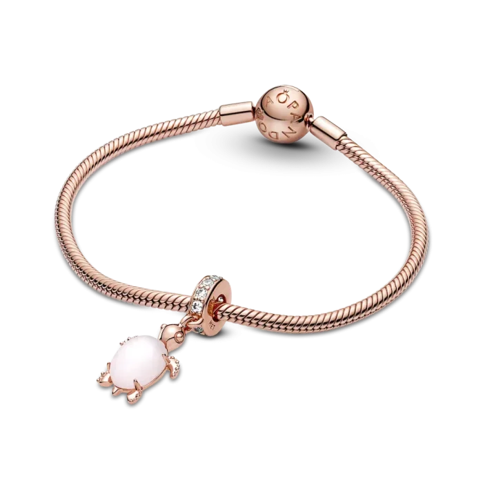 Murano Glass Pink Sea Turtle Dangle Charm - Image 6