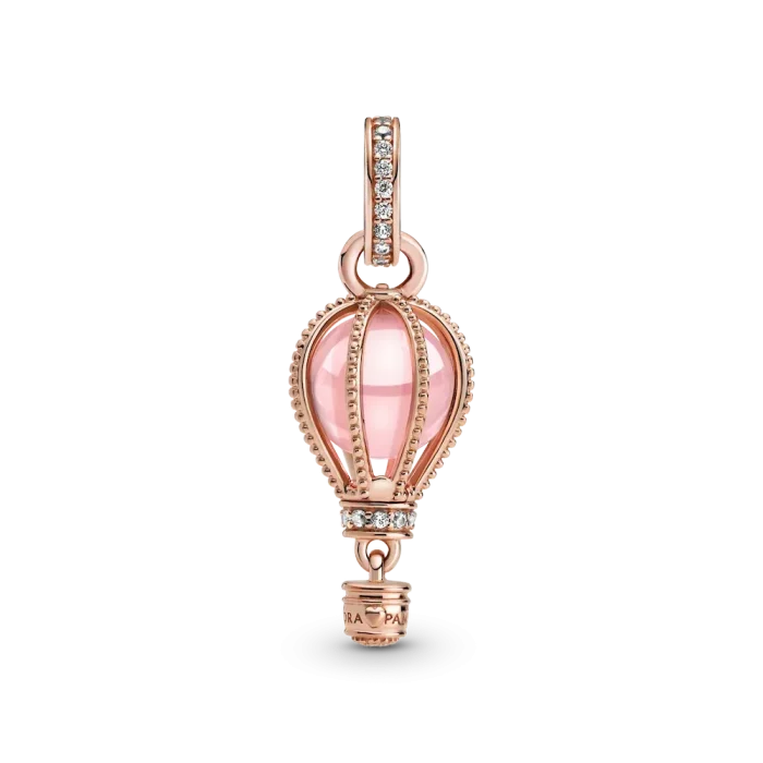 Sparkling Pink Hot Air Balloon Dangle Charm - Image 4
