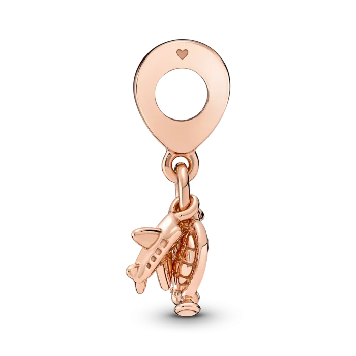 Airplane, Globe & Suitcase Triple Dangle Charm - Image 6