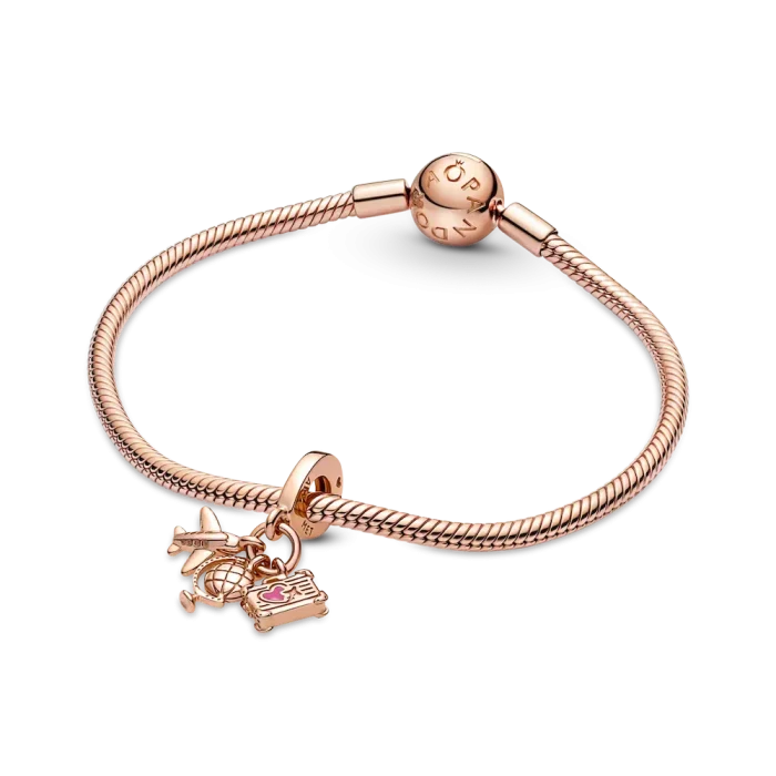 Airplane, Globe & Suitcase Triple Dangle Charm - Image 5