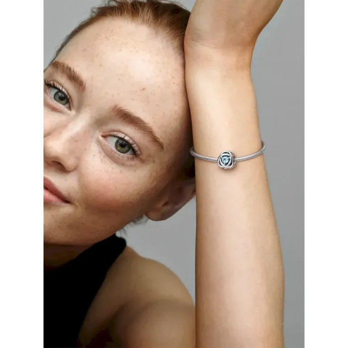 March Sea Aqua Blue Eternity Circle Charm - Image 3