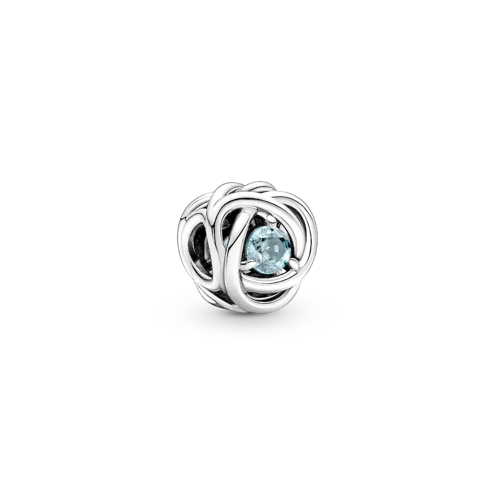 March Sea Aqua Blue Eternity Circle Charm