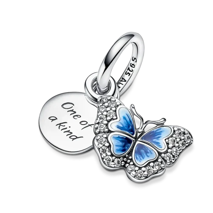 Blue Butterfly & Quote Double Dangle Charm - Image 5