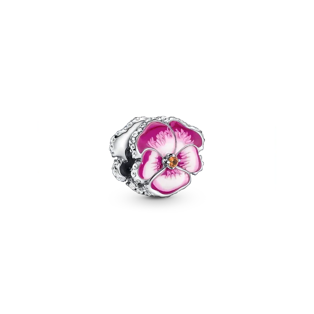 Pink Pansy Flower Charm