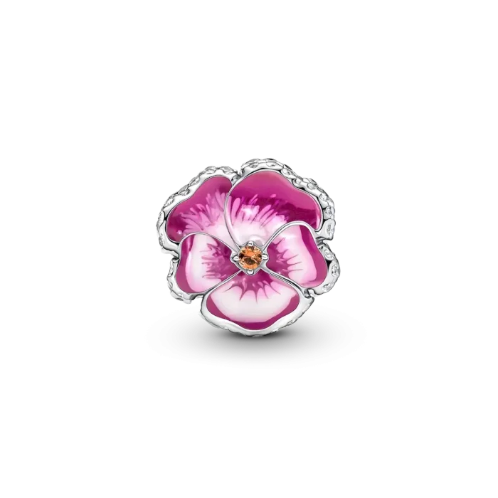 Pink Pansy Flower Charm - Image 6