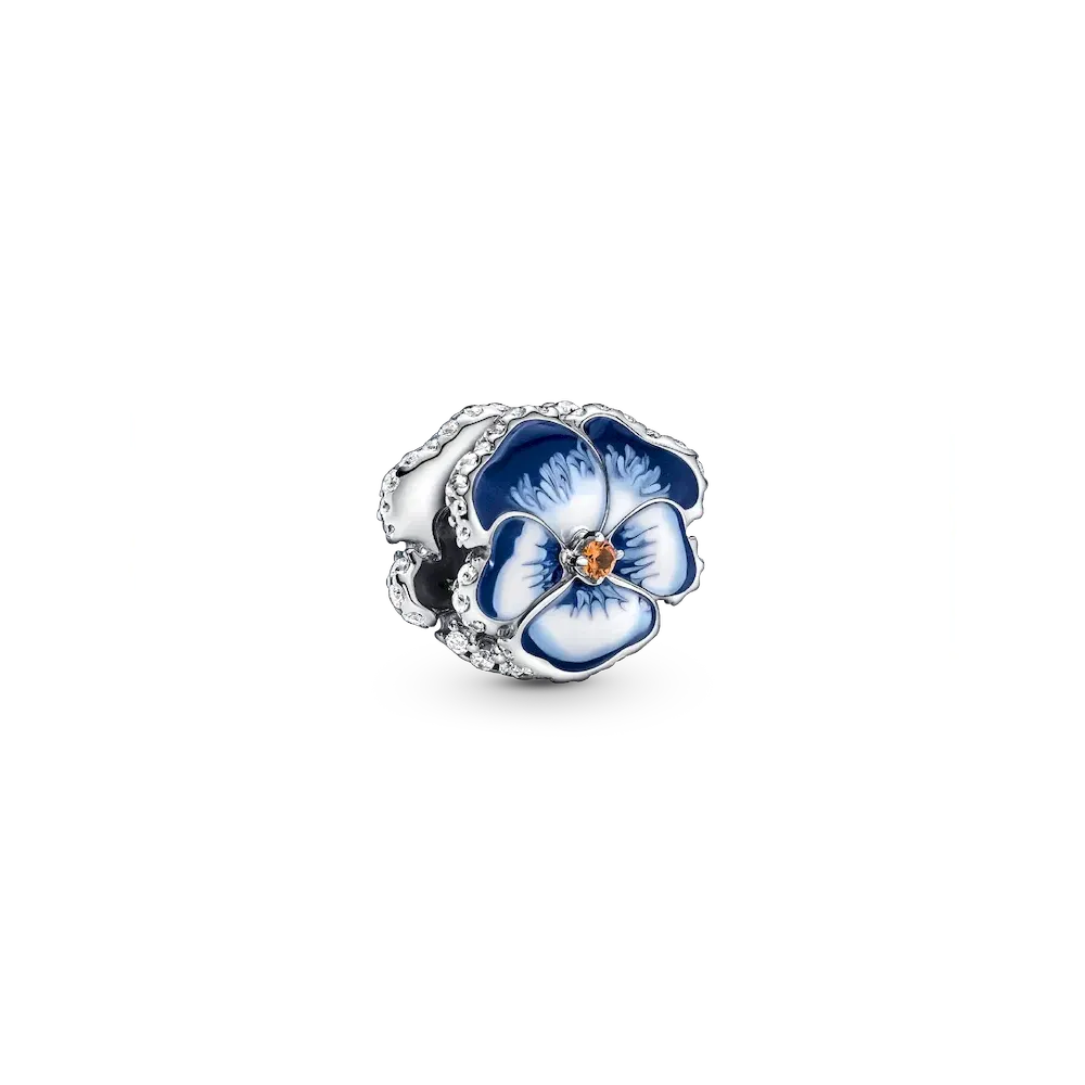 Blue Pansy Flower Charm