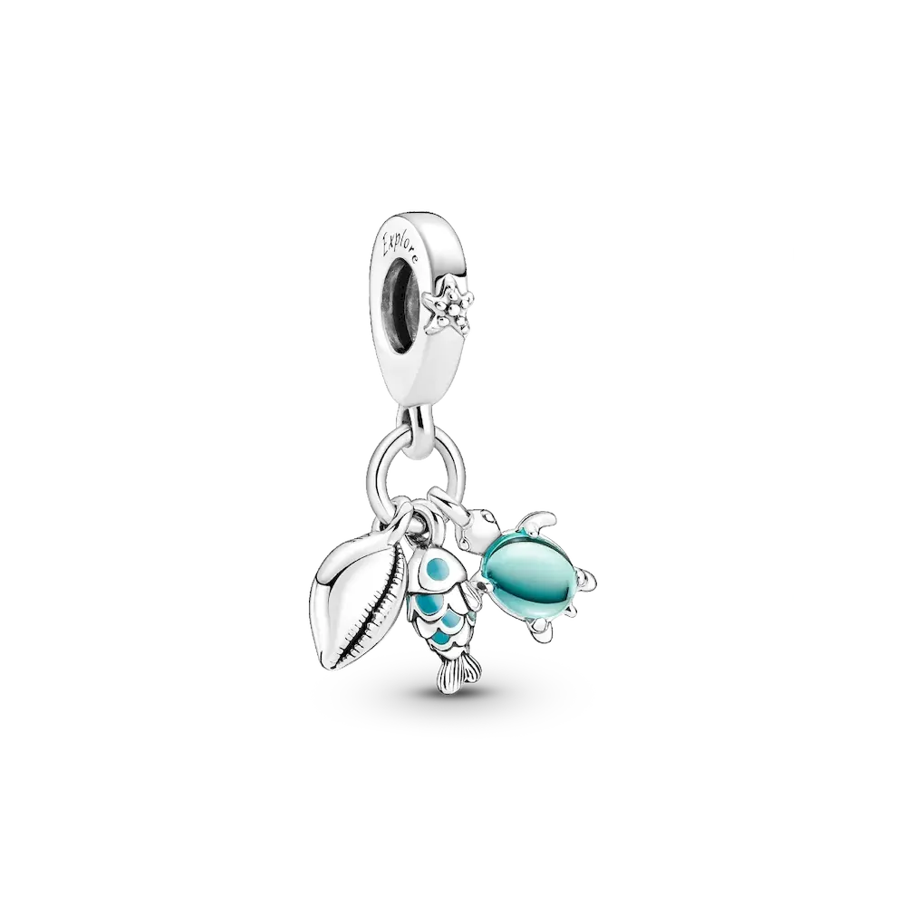 Fish, Sea Turtle & Conch Triple Dangle Charm
