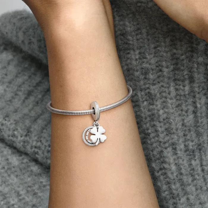 Lucky Four-Leaf Clover Dangle Charm - Image 2