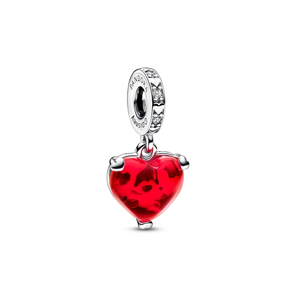 792522C01_RGB.webp Disney Mickey & Minnie Mouse Kiss Red Murano Glass Dangle Charm - Image 1