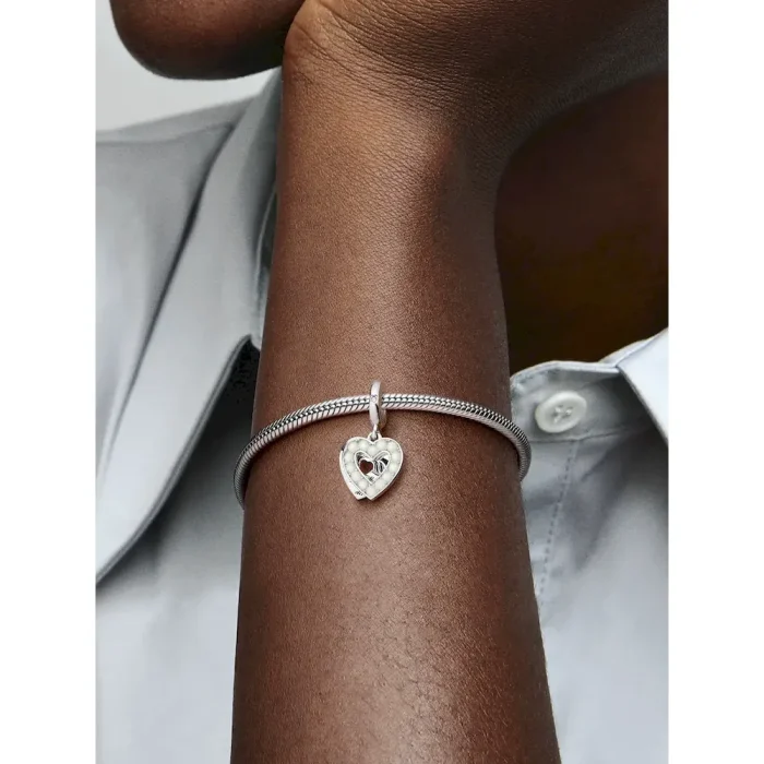 Pearlescent White Heart Double Dangle Charm - Image 2