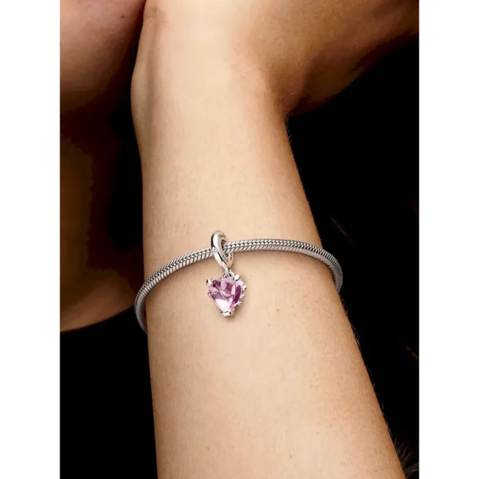 Pink Family Tree & Heart Dangle Charm - Image 2