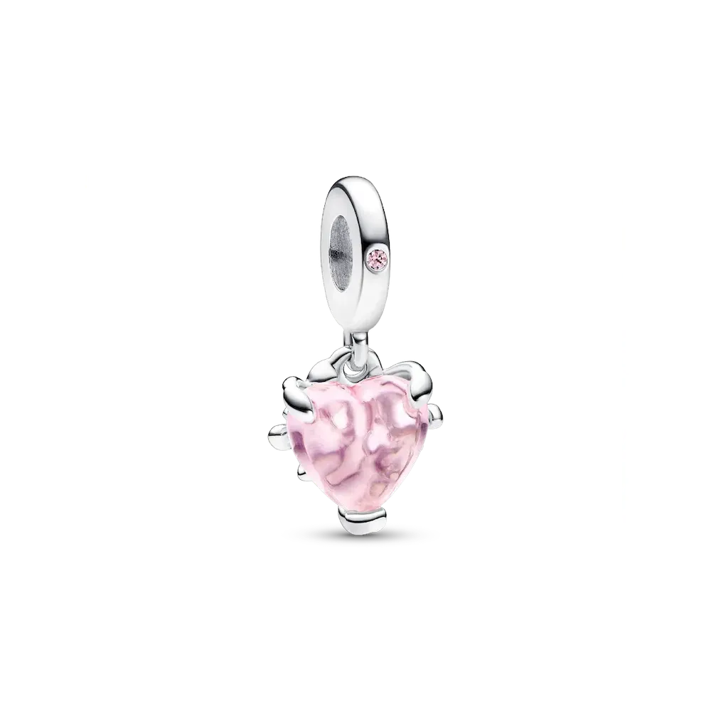 Pink Family Tree & Heart Dangle Charm