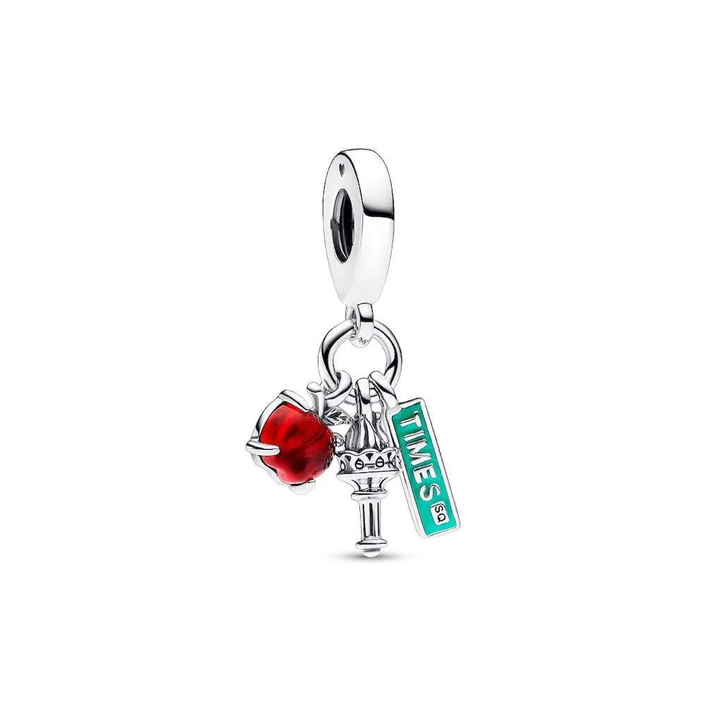 NYC Apple, Torch and Street Sign Triple Dangle Charm