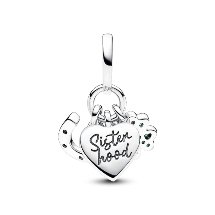 Four Leaf Clover, Heart and Horseshoe Triple Dangle Charm - Image 5