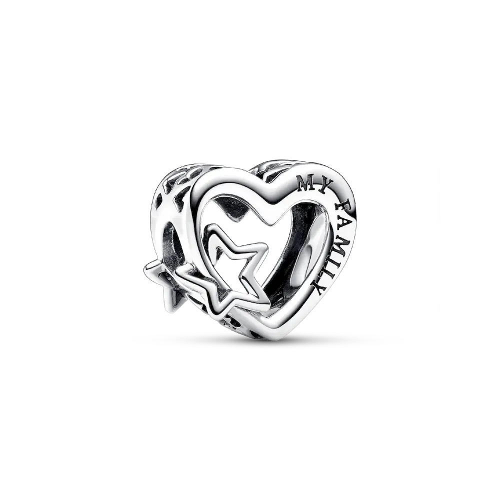 Openwork Family Heart & Star Charm