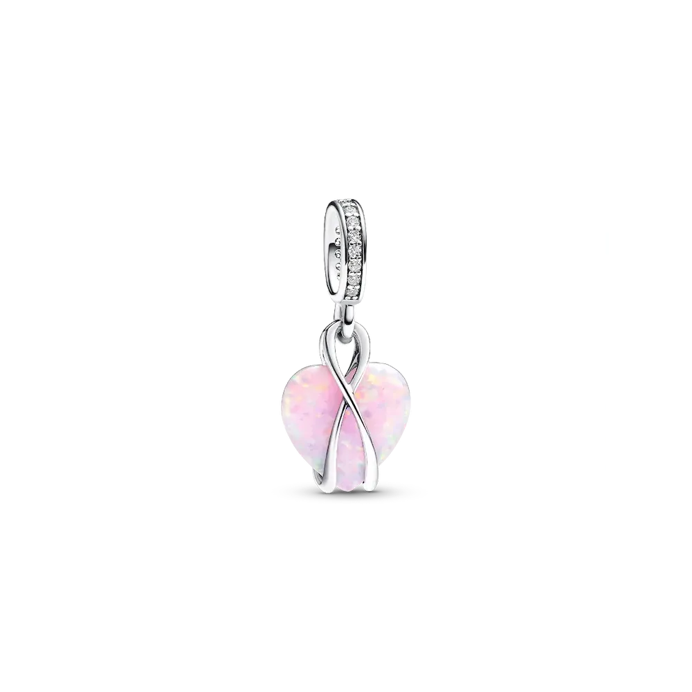 Mom Opalescent Heart Dangle Charm