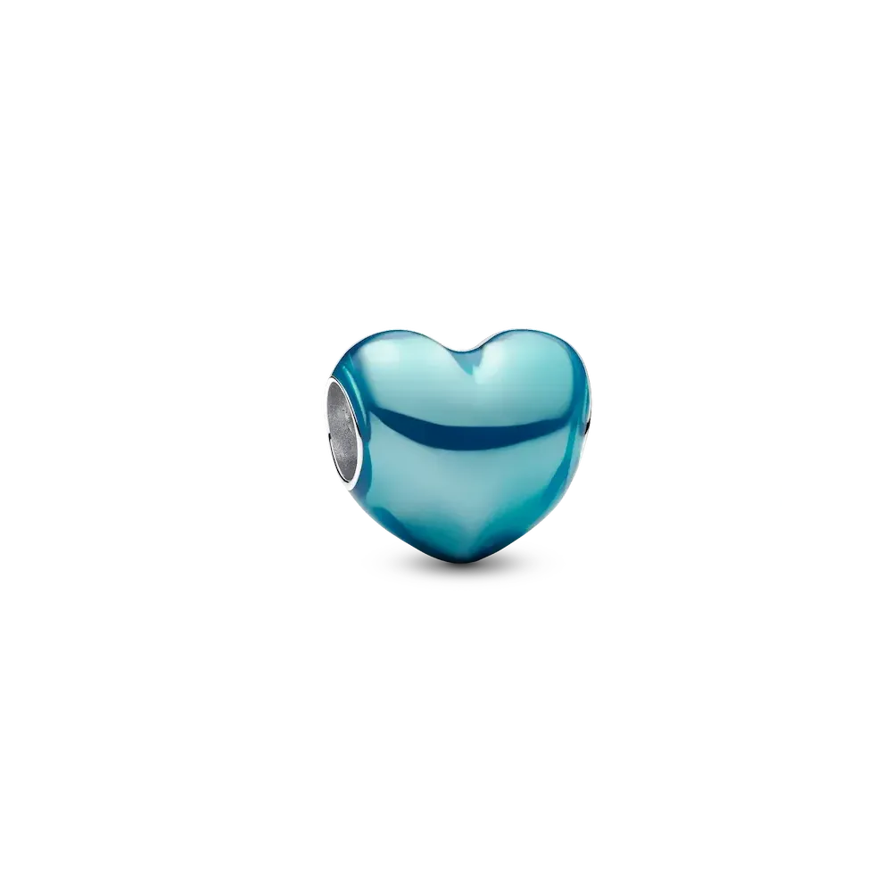 Metallic Sky Blue Heart Charm