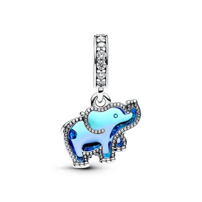 Blue Murano Glass Elephant Dangle Charm - Image 5