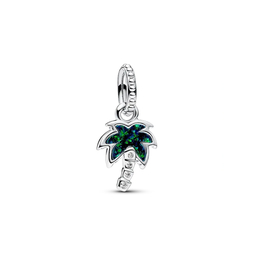 Opalescent Green Palm Tree Dangle Charm