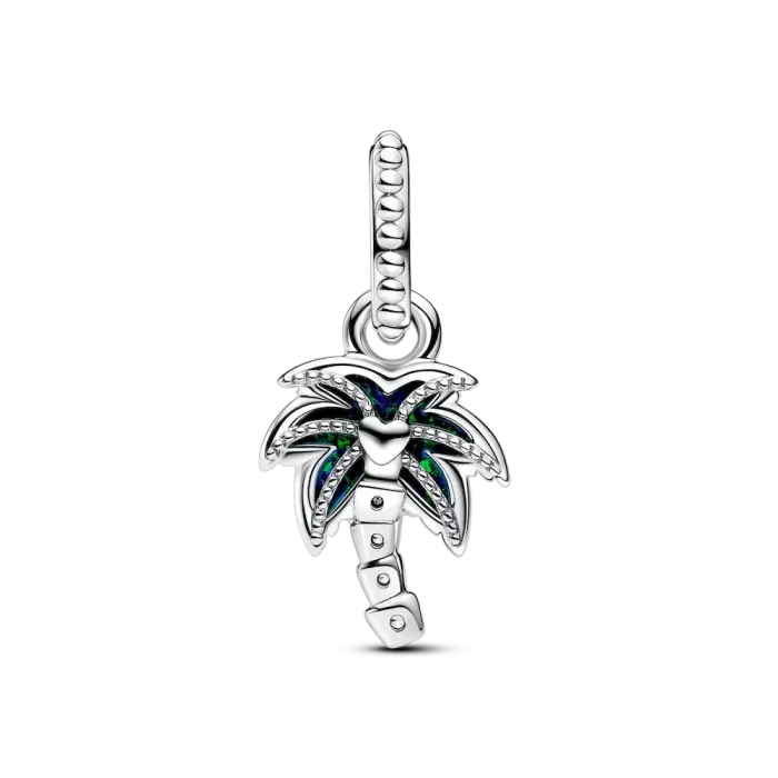 Opalescent Green Palm Tree Dangle Charm - Image 5