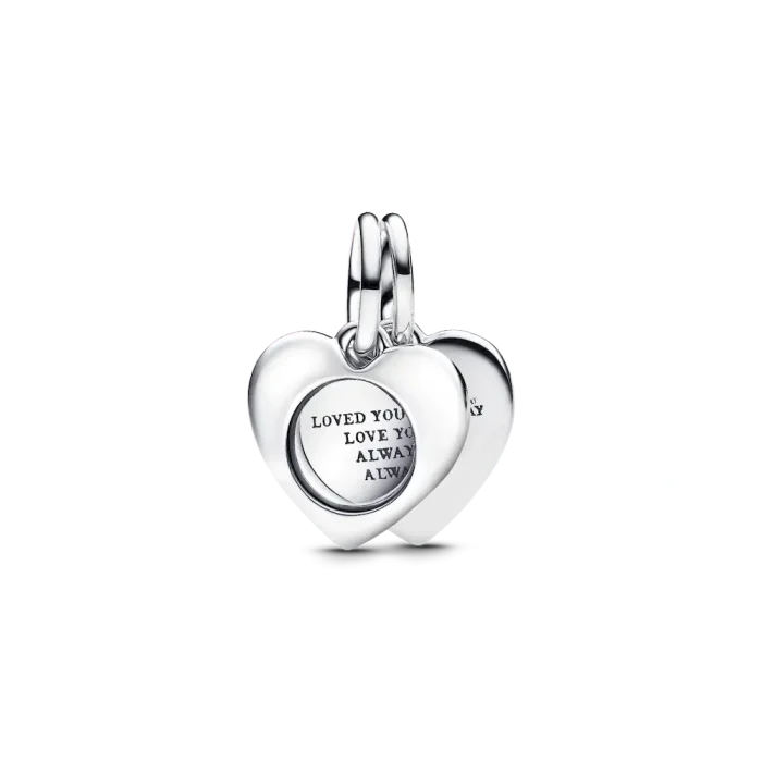 Engravable Double Heart Charm Bracelet Set - Image 13