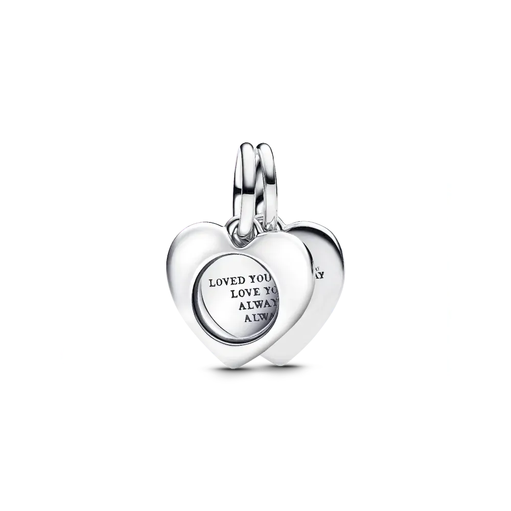 793671C00_RGB.webp Engravable Heart Magnifying Glass Double Dangle Charm - Image 1