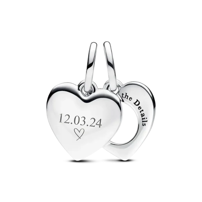 Engravable Double Heart Charm Bracelet Set - Image 17